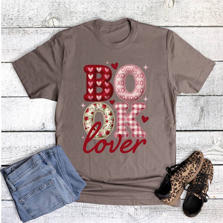 Valentine Book Lover Hearts and Floral Graphic Tee for wholesale by The Way Down South