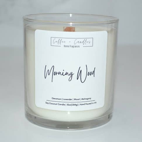 Morning Wood Candle for wholesale by Coffee + Candles LLC