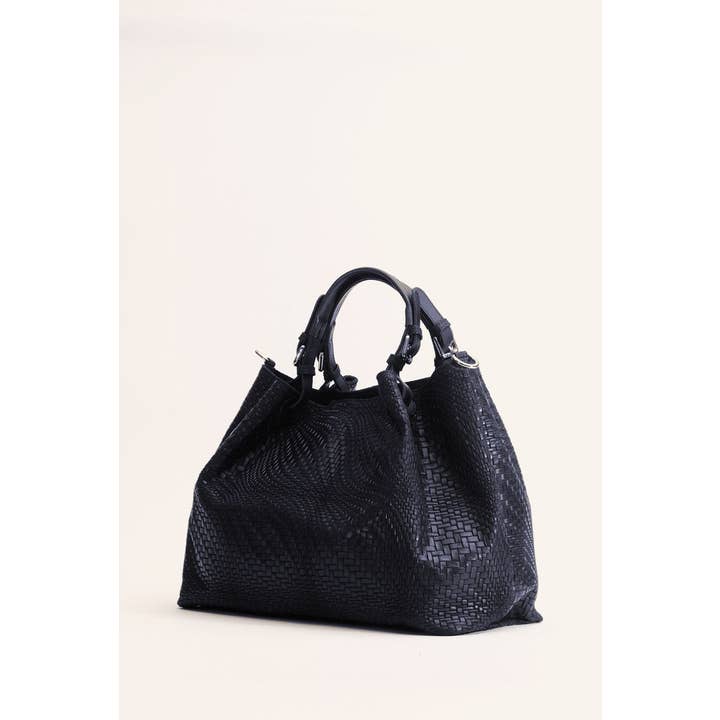 Modesto Bertotto - Wholesale Top Handle Bag - Women's - Marta blue woven print leather maxi bag1