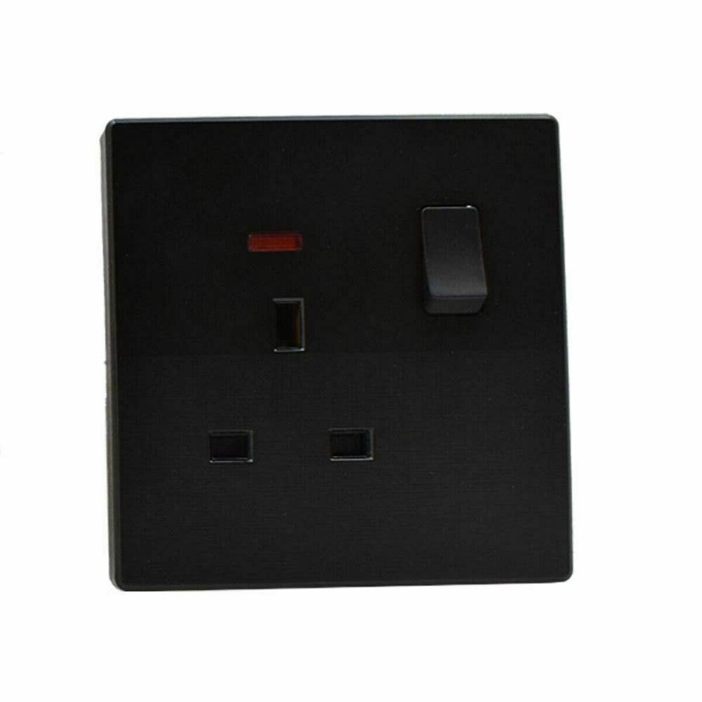 Ledsone – wholesale Light switch cover/plate – Single Double Screwless Black Light Switches & Socket Flat1