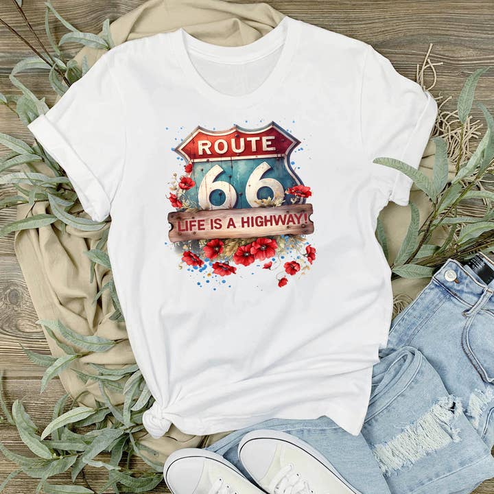 Camiseta Ruta 66 La Vida es una Autopista para venta al por mayor de Avery Lane Gifts