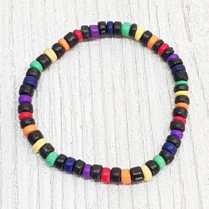 Pulsera de la Colección Orgullo con cuentas de madera de 5 mm, elástica / B para venta al por mayor de Gloria-Maris
