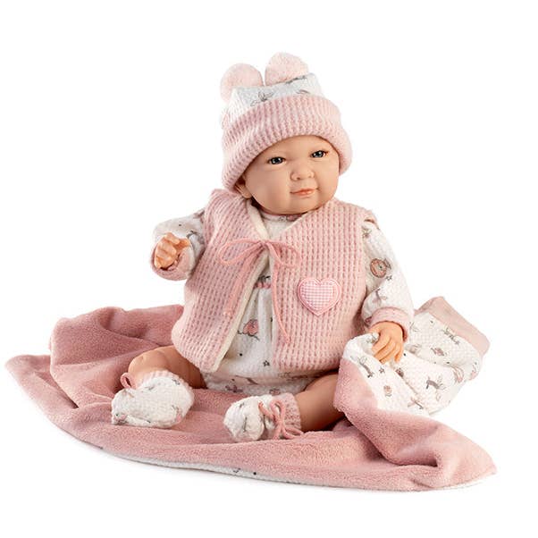My little reborn with blanket and vest 45 cm for wholesale by La Tienda de Muñecas