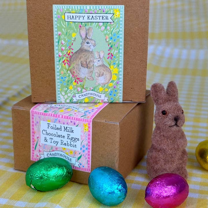 Easter Toy Bunny with Foiled Milk Chocolates in a Box for wholesale by Candyhouse Ltd