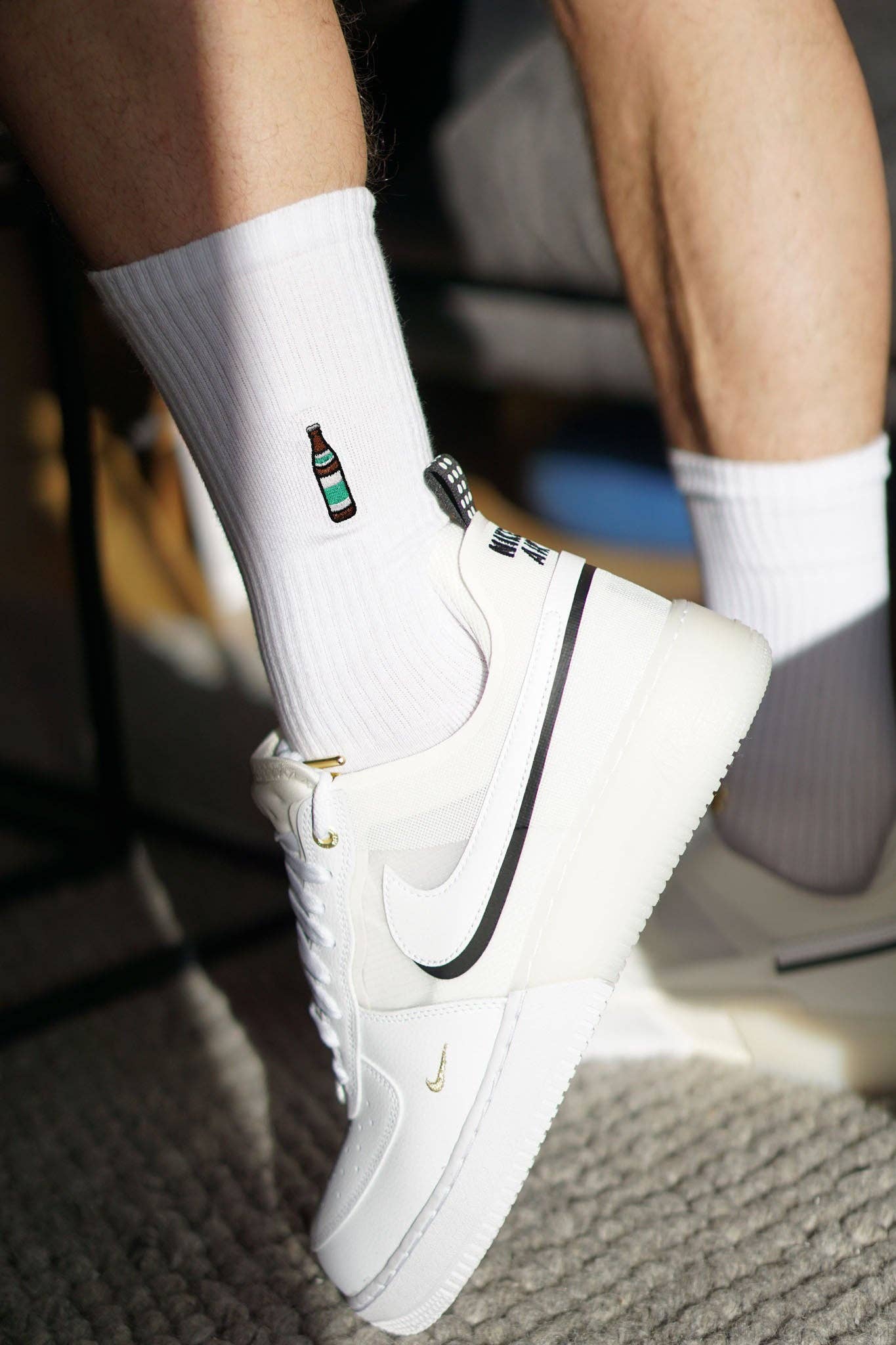 white Light | Embroidered organic cotton socks for wholesale on Faire5