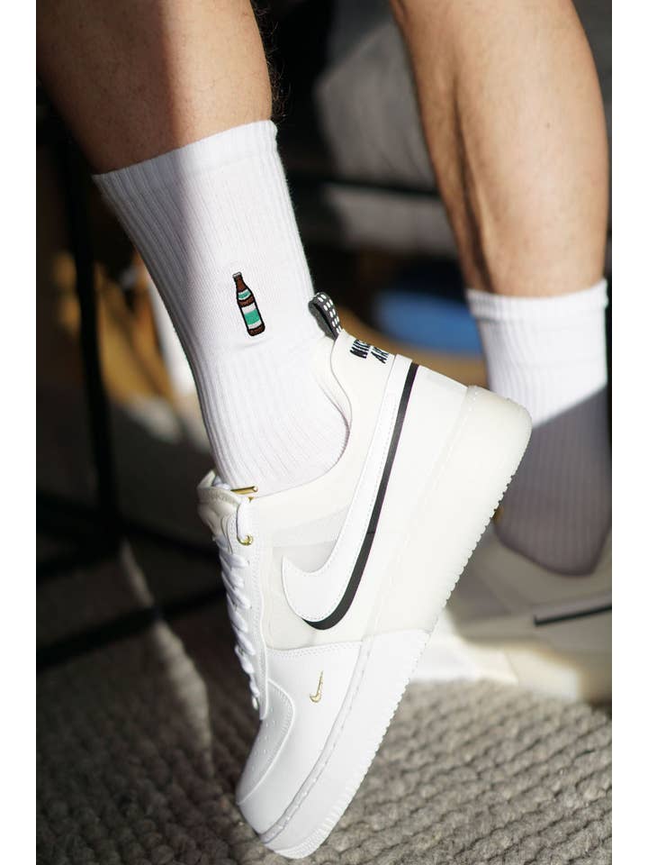 white Light | Embroidered organic cotton socks for wholesale on Faire5