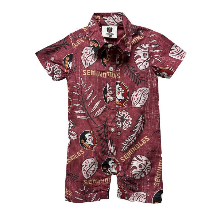 Florida State Seminoles Infant Floral SS Romper for wholesale by Wes and Willy
