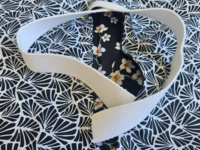 NS par Nathalie SEVE - Vente Sachet de conservation/film alimentaire - Sac à Tarte - Fleurs d'Amandier Noir - Porte plat réversible6