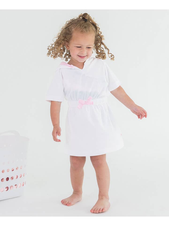 RuffleButts + RuggedButts - Wholesale Swim Cover Up - Kids - Girls White Terry Cover-Up
2