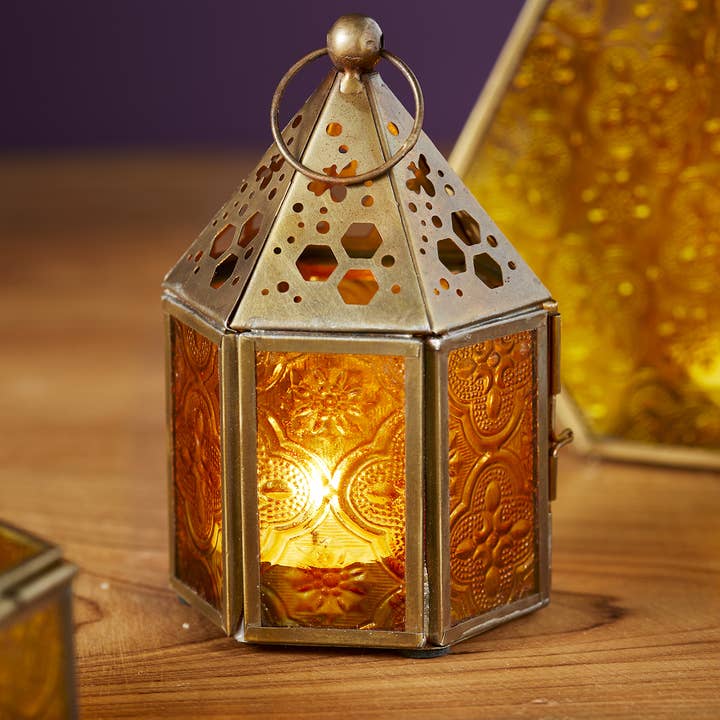 Namaste - Wholesale Lantern - Mini Hexagon Bee Lantern - Yellow