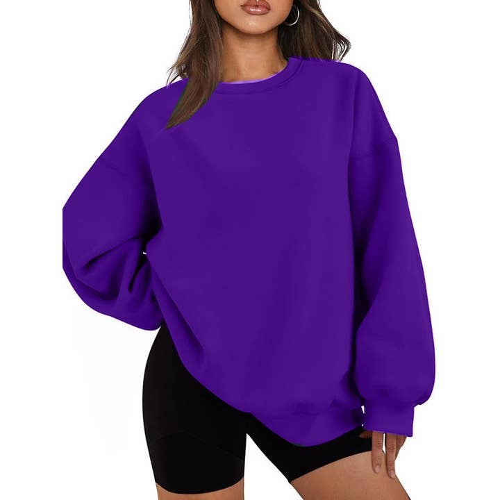 Masyal - Wholesale Sweatshirt - Women's - Women Oversize Solid Mock Neck Sweatshirt for Game Day19