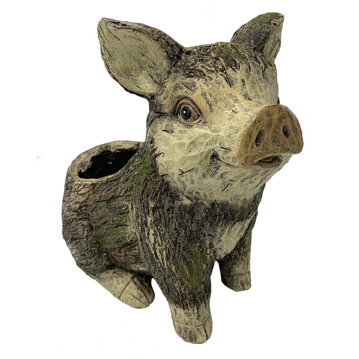 Faux Wood Pig Planter, MGO for wholesale by Esschert Design USA