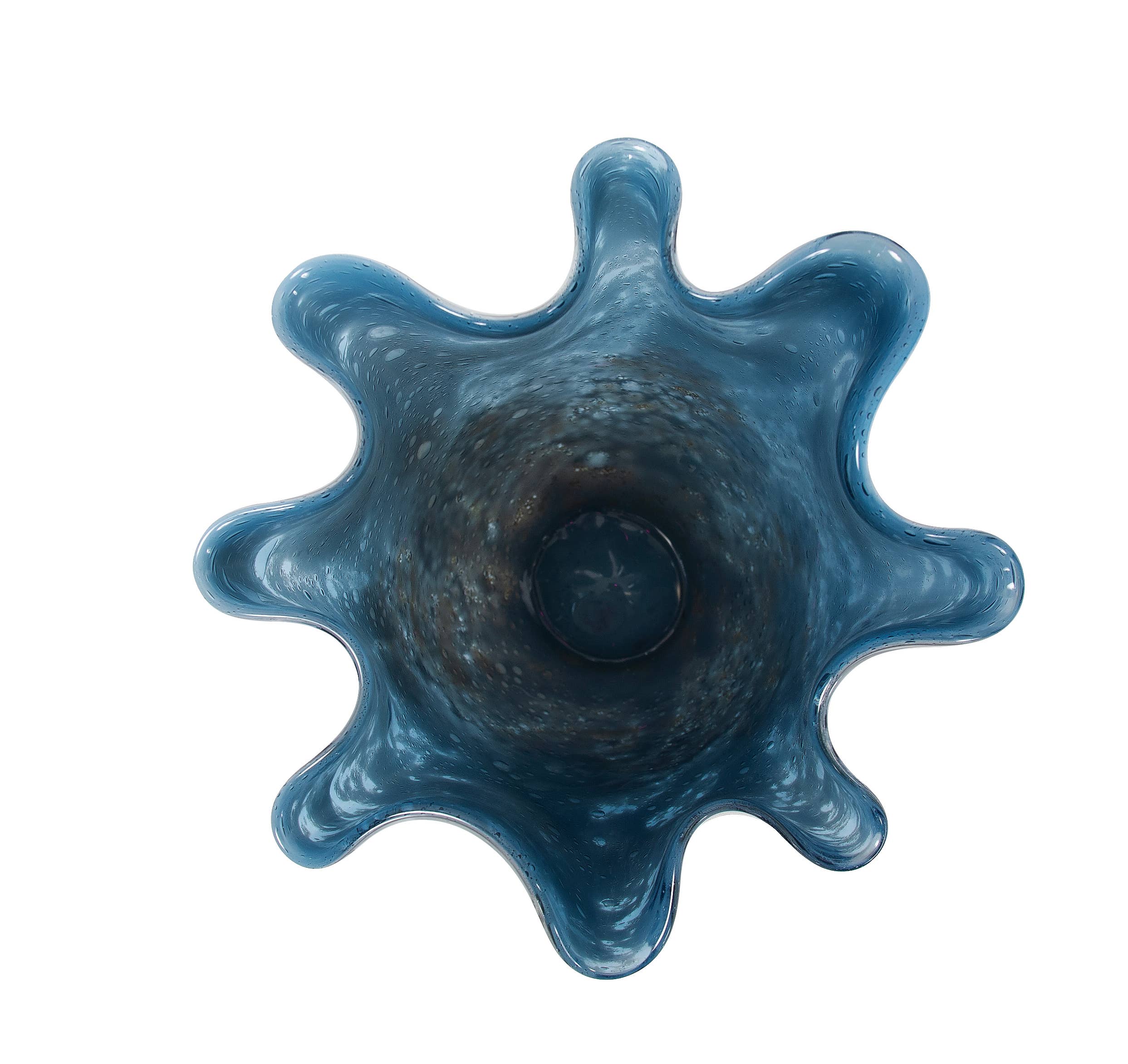 Howard Elliott on Faire - Wholesale Vase - Baltic Blue Ruffled Glass Vase, Small5