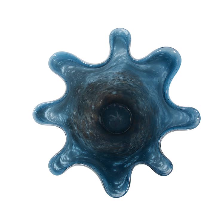 Howard Elliott on Faire - Wholesale Vase - Baltic Blue Ruffled Glass Vase, Small5