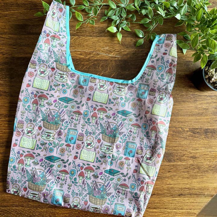 Cottagecore herbruikbare opvouwbare tas voor wholesale door Magic&Books