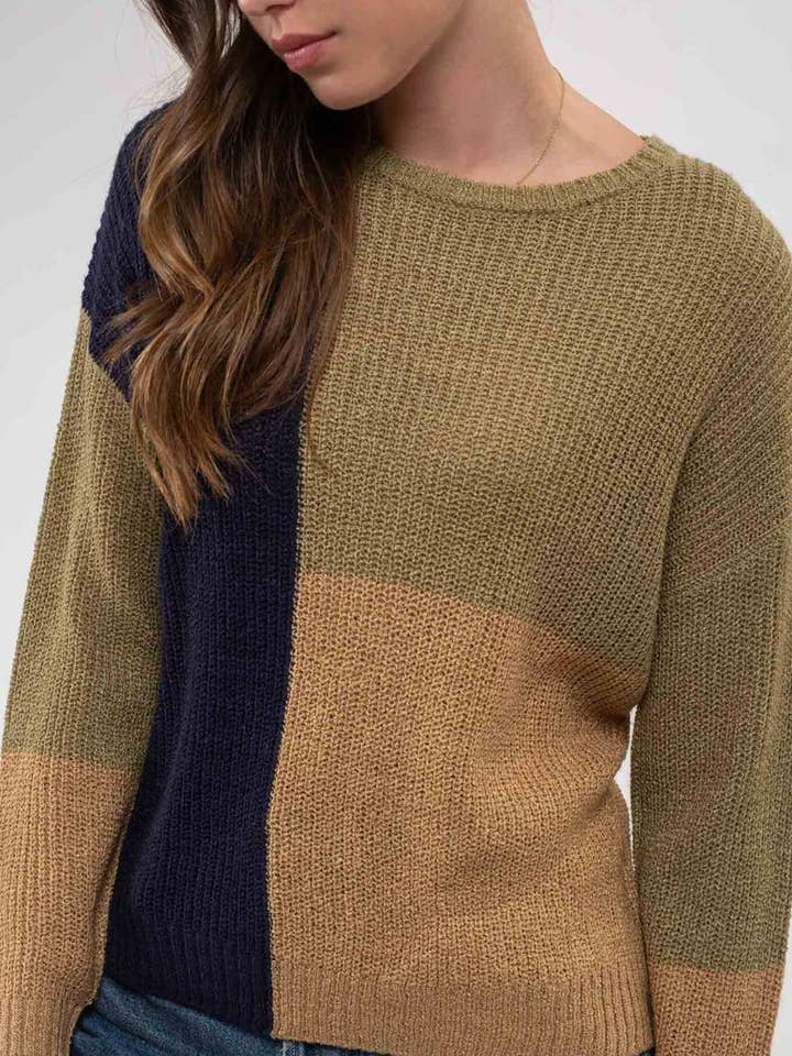 Blu Pepper - Wholesale Knit Sweater - Women's - COLORBLOCK KNIT PULLOVER SWEATER0