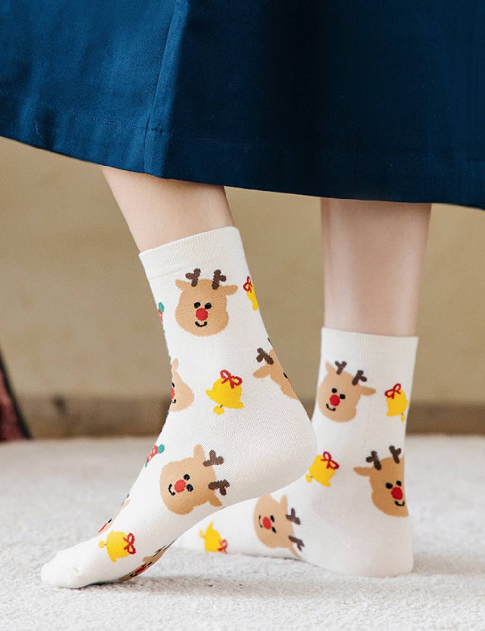 Sweetkama - Vente Chaussettes – femme - Chaussettes au-dessus de la cheville Joyeux Noël pour femmes SKASC41786