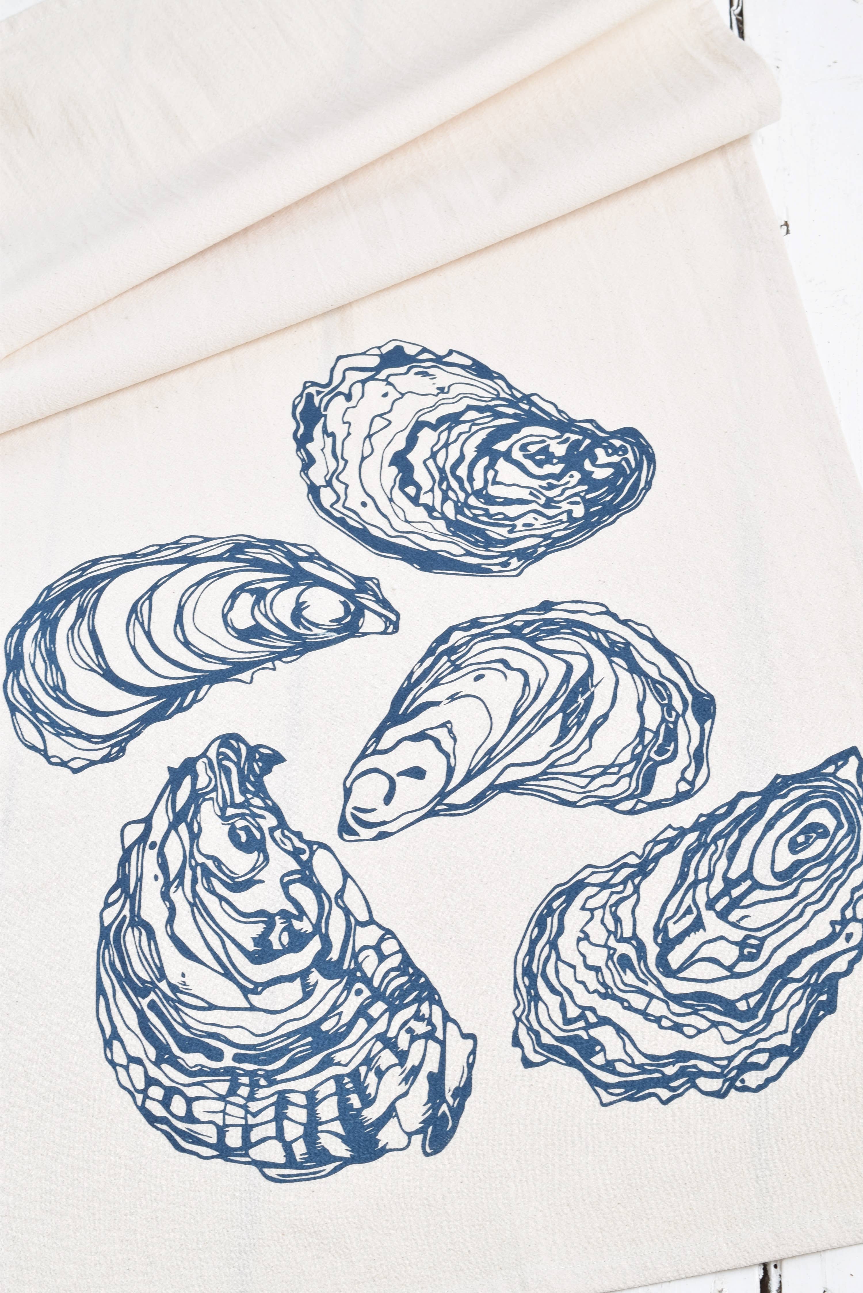 Hearth and Harrow - Wholesale Tea Towel - Oyster Tea Towel in Navy Blue - Organic Cotton - Sea Shell3