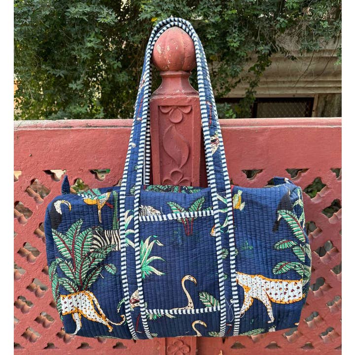 Bhawana Handicrafts - Wholesale Weekender Bag - Women's - Jungle Printed Duffle Bag Overnight Bags Large Quilted Bags