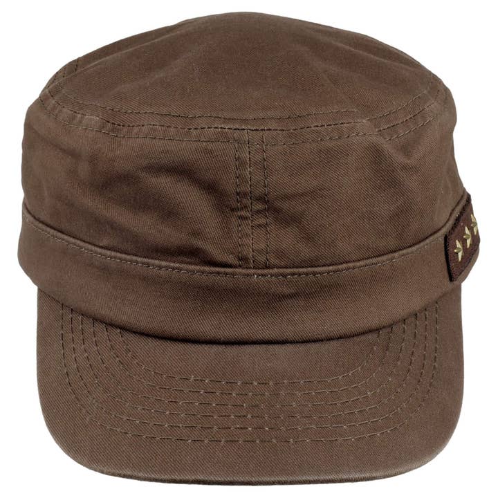 Tribal Trade GmbH - Wholesale Honkbalpet - Uniseks - Legerkap Militaire Kap bruin-donker zijwaarts accent sterren1
