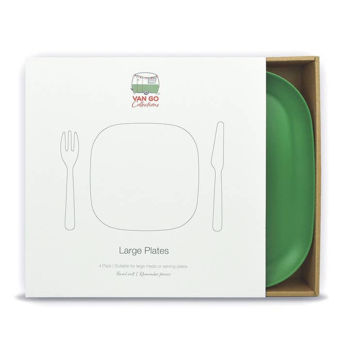 4 Piece Bamboo 26cm Plate Set | Classic Green for wholesale by Van Go Collections