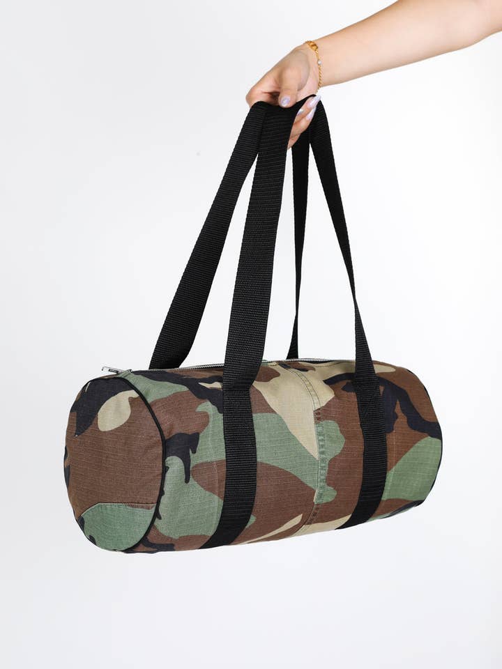 Rework Camo Medium Duffle Bag for wholesale by Frankie Collective
