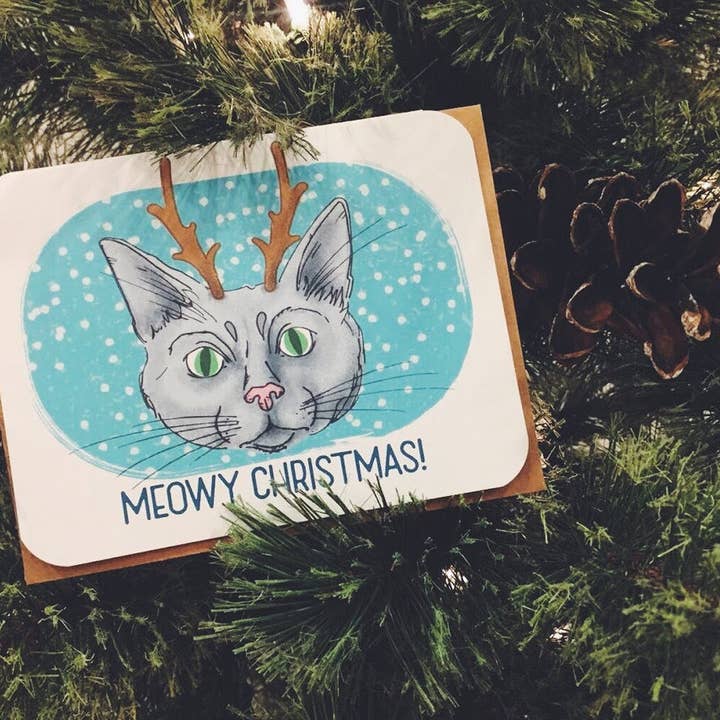 Meowy Christmas Card for wholesale by TheThirdArrow