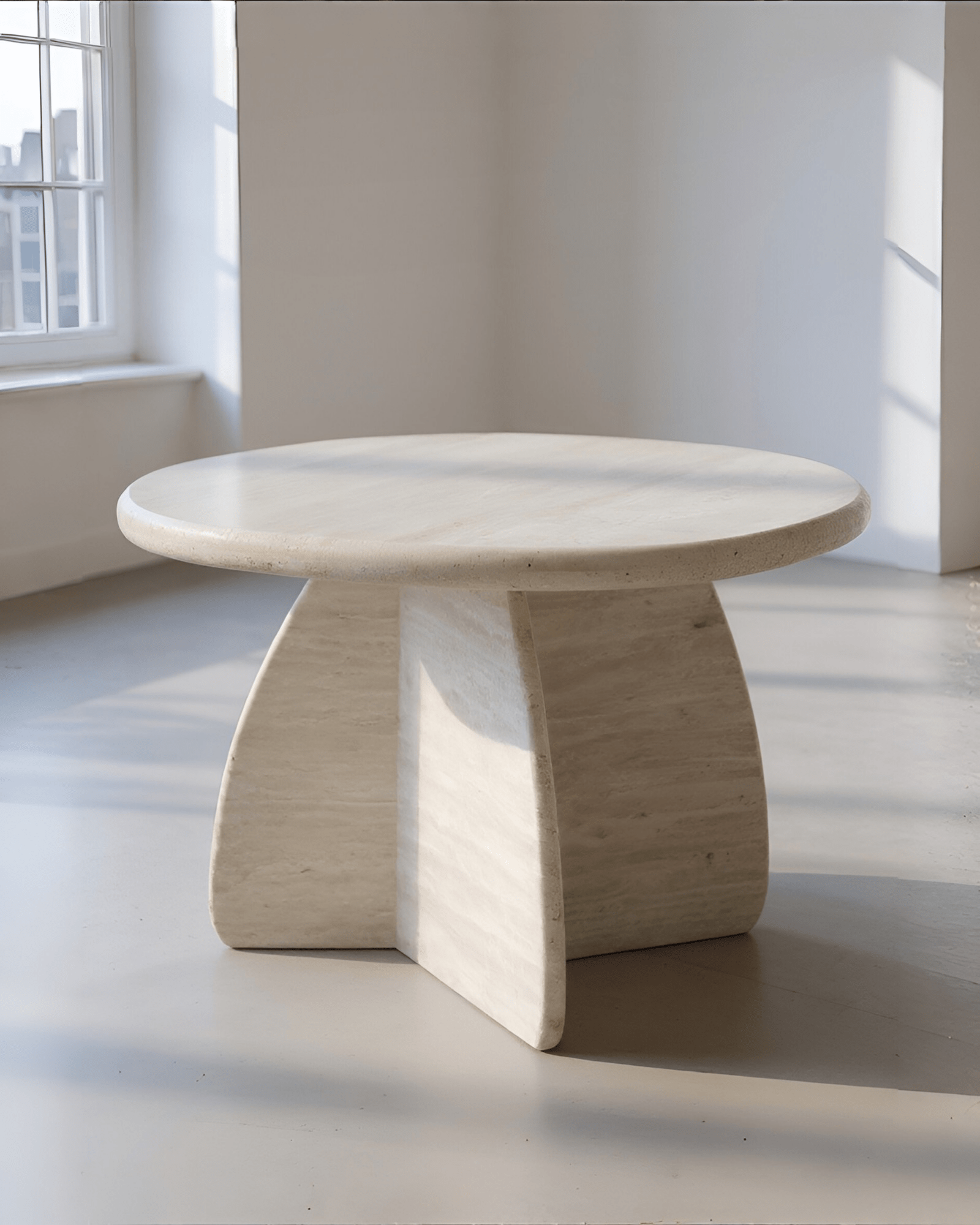 Belaré Home - Wholesale Side Table - Toscana Handcrafted Italian Travertine Side Table - Sculptural Stone2