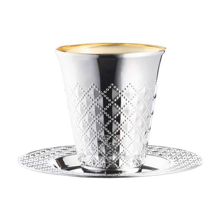 Smarty had a Party - Wholesale Disposable Cup - Metallic Aluminum Plastic Saucers and Kiddush Cup - 5 Sets