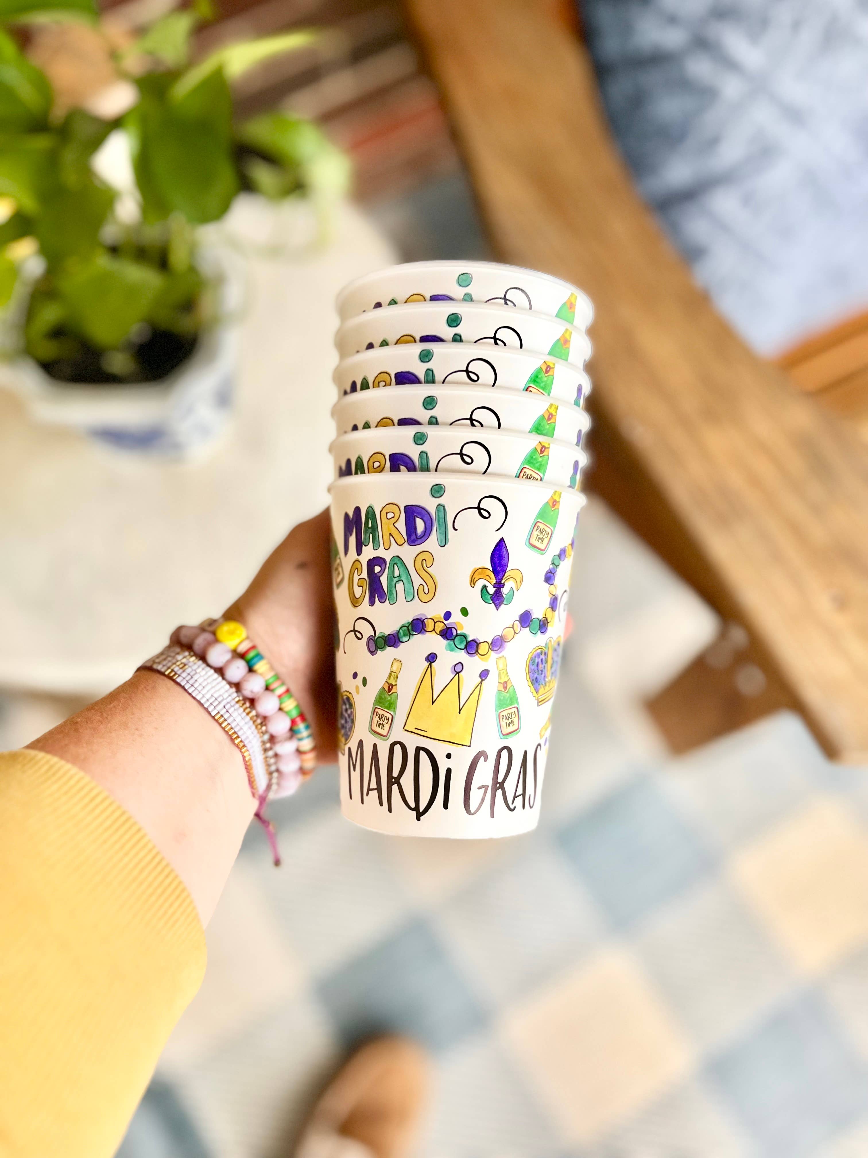 Happy By Rachel, LLC - Wholesale Disposable Cup - Mardi Gras Reusable Cups, gifts, tailgate, party cups