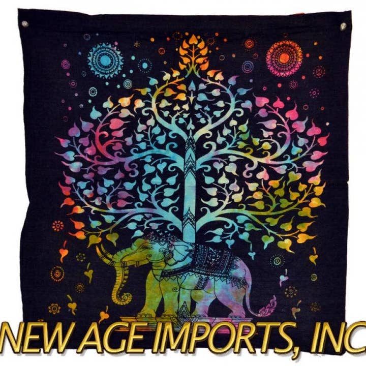 Borsa a Tracolla Elephant Tree 18X18" (Tie Dye) per la vendita all'ingrosso da parte di GREENROOTS USA LLC