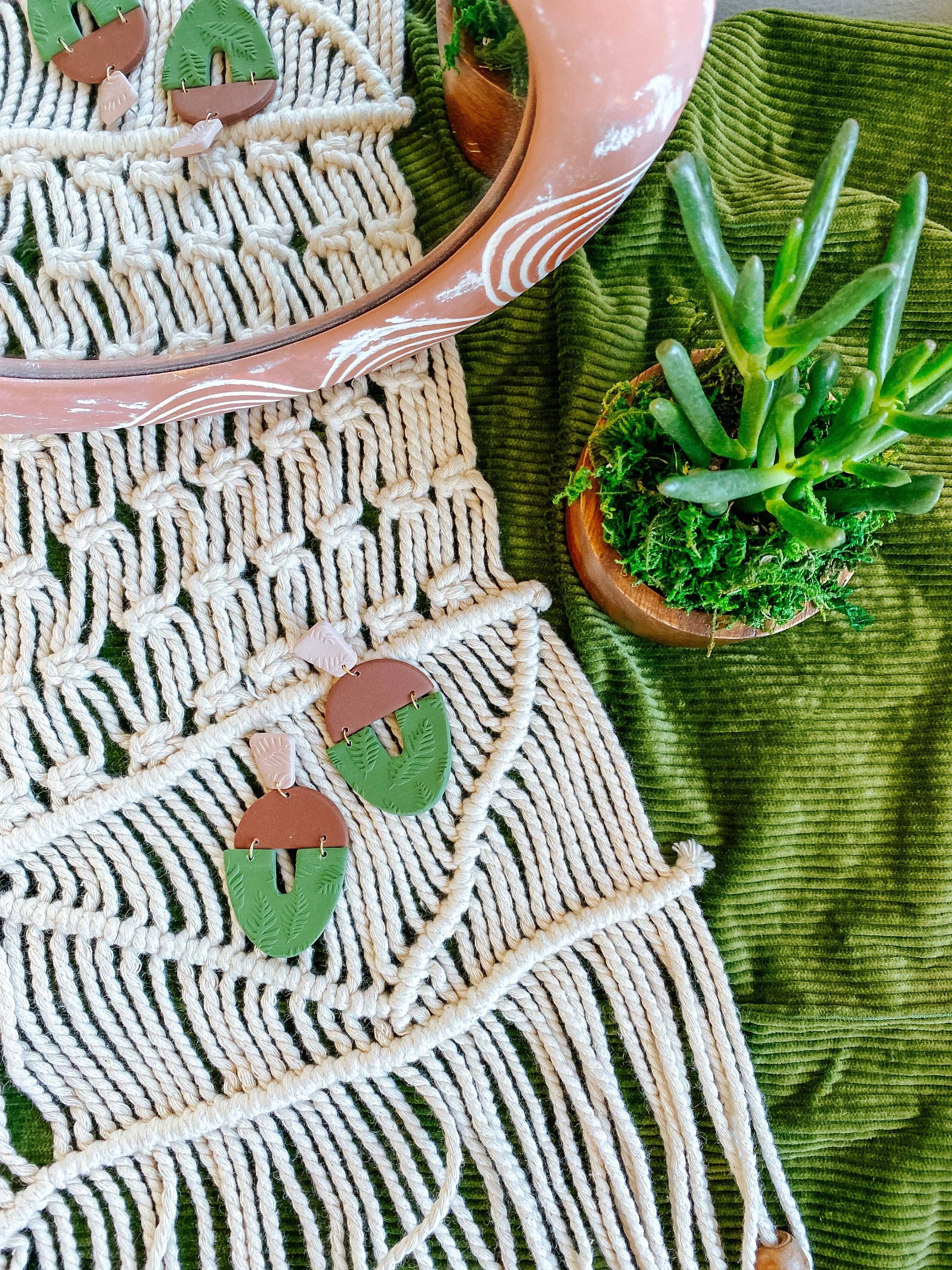 Lauren Likes Art - Wholesale Dangle Earrings - Boho Polymer Clay Statement Earrings in Earth Tones5