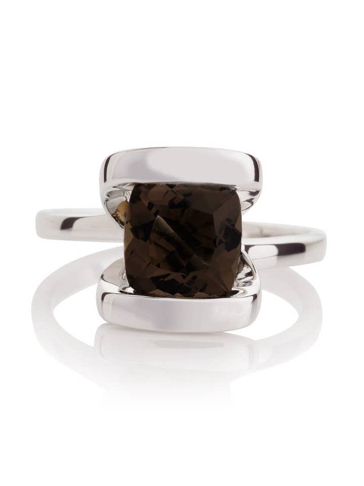 Infinity Silver Ring With Smoky Quartz for wholesale by Manja