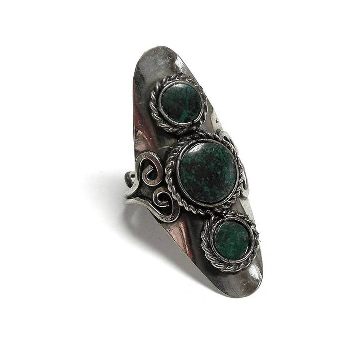 Pichincha - Wholesale Cocktail/Statement Ring - Triple Stone Adjustable Metal Ring3