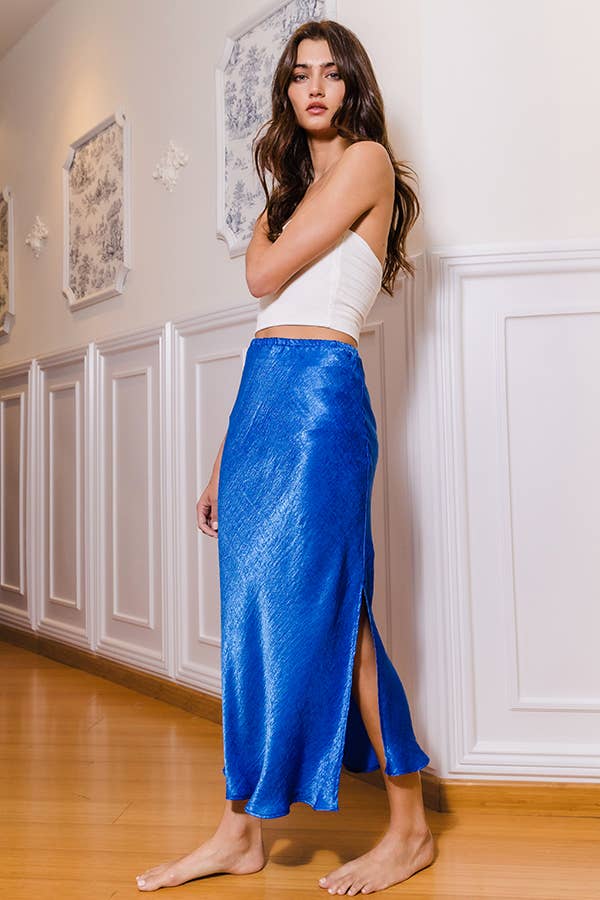 BUCKETLIST INC - Wholesale Skirt - Women's - S5073 -Solid Satin Midi Skirt26