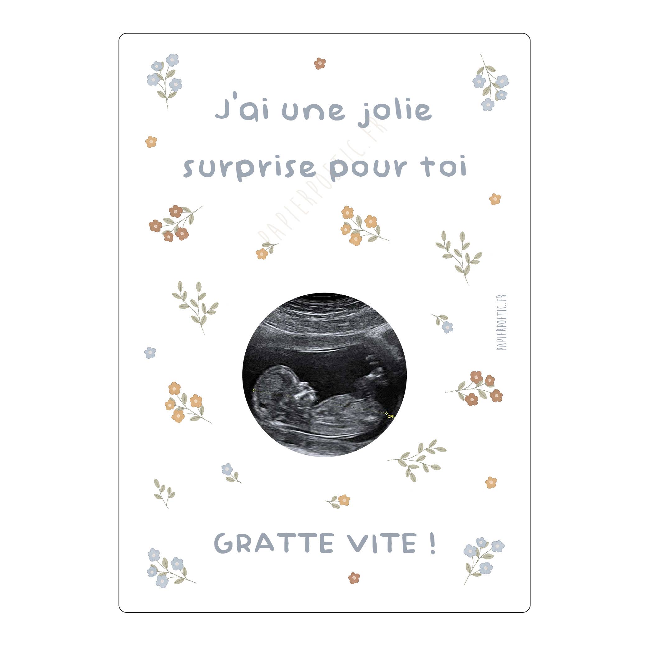 Papier Poetic - Wholesale Baby Card - Scratch Card "Fleuri Multico" 9 options0