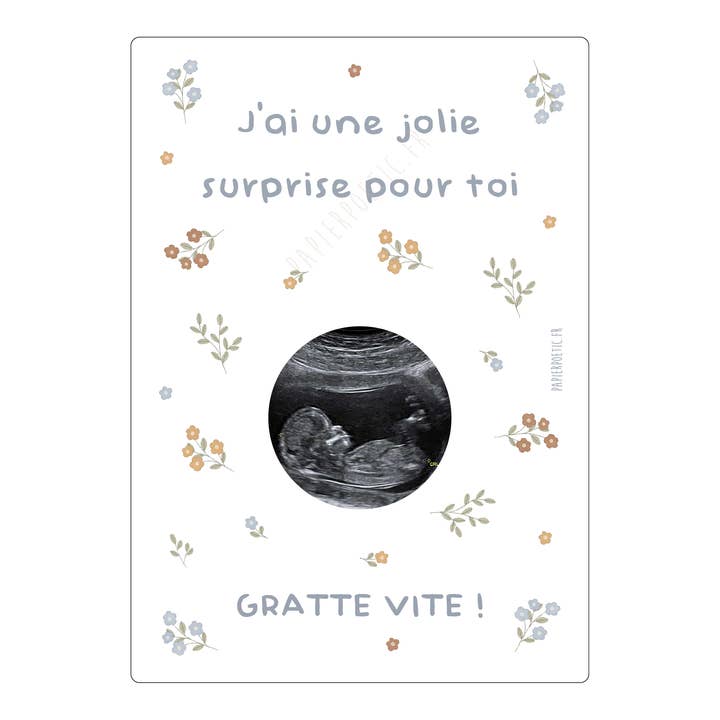 Papier Poetic - Wholesale Baby Card - Scratch Card "Fleuri Multico" 9 options