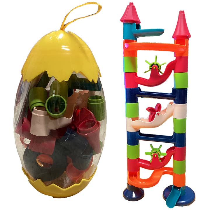 Texas Toy Distribution - Wholesale Toy Set - Kids - Marble Run 25pc Pipeline Toy Set in Bottle Packaging
