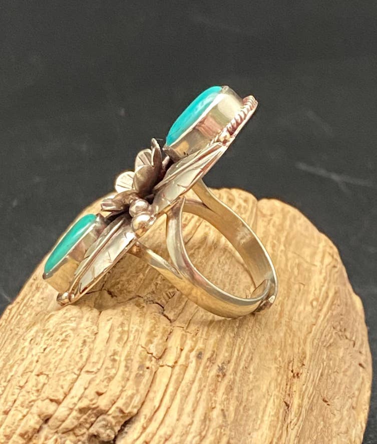 Third eye jewelry inc. - Wholesale Cocktail/Statement Ring - Turquoise ring, handcrafted, adjustable,floral ring, ethnic 5