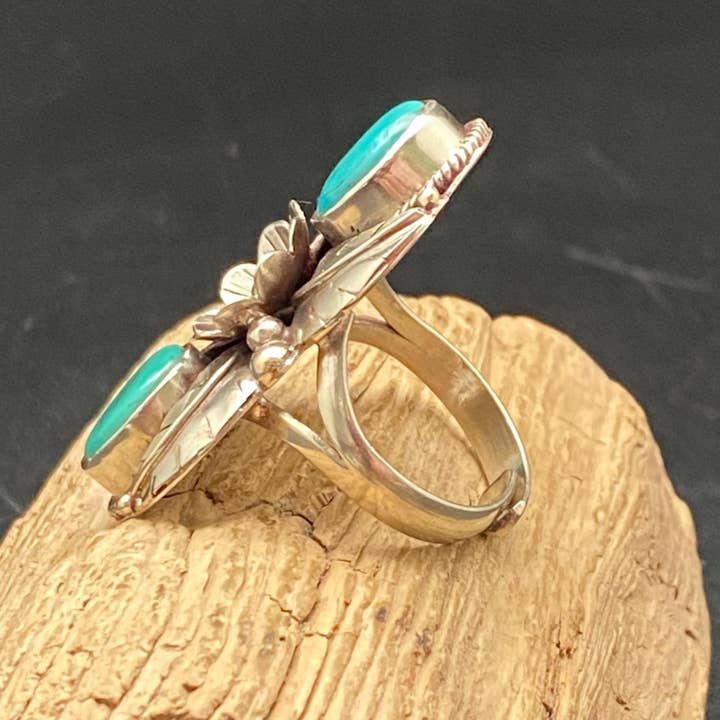 Third eye jewelry inc. - Wholesale Cocktail/Statement Ring - Turquoise ring, handcrafted, adjustable,floral ring, ethnic 5
