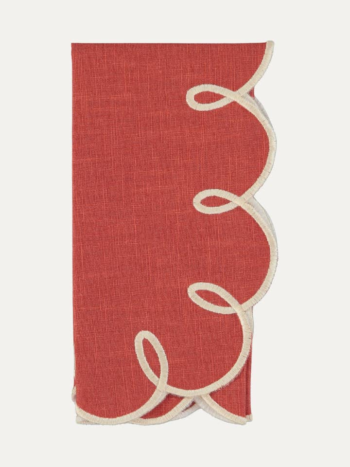 Serviet Lissabon, Terracotta med Råhvid for engroshandel hos Mariaida Home