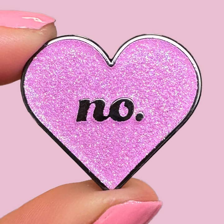 No <3 Glitter Heart Enamel Pin for wholesale by Bitch Next Door