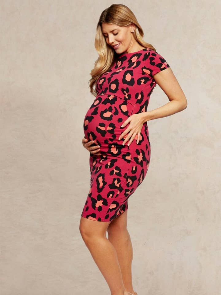 Tilbea London - Wholesale Nursing Dress - Maternity - Matilda Raspberry Leopard Print Nursing Dress | Matilda0