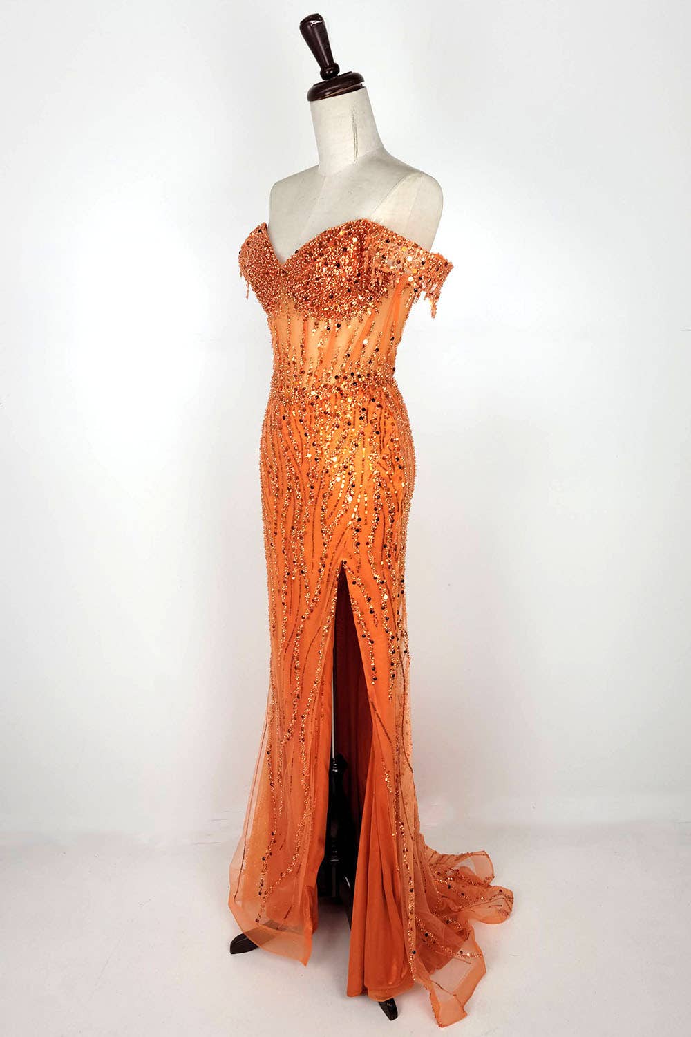 Chicas - Wholesale Gown - Women's - Off the Shoulder Sequin and Bead Long Dress C33122