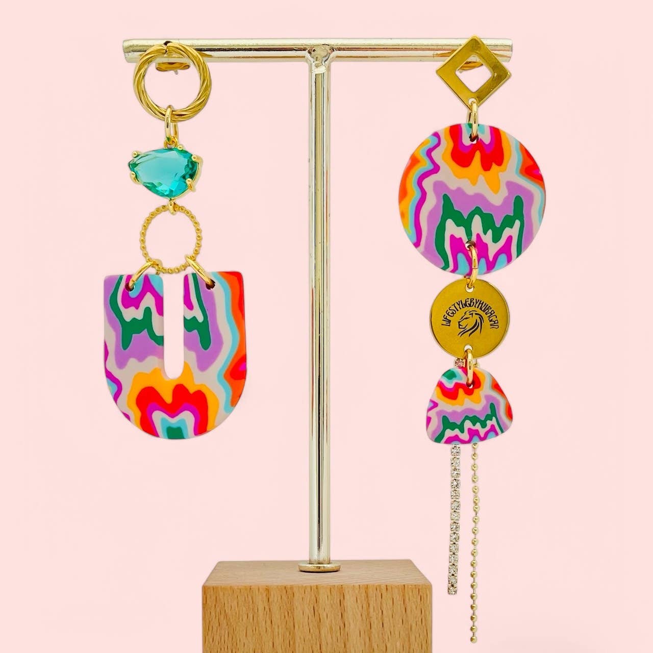 Huracan - Vendita all'ingrosso Orecchini pendenti - Orecchini Aylie in policarbonato multicolore0