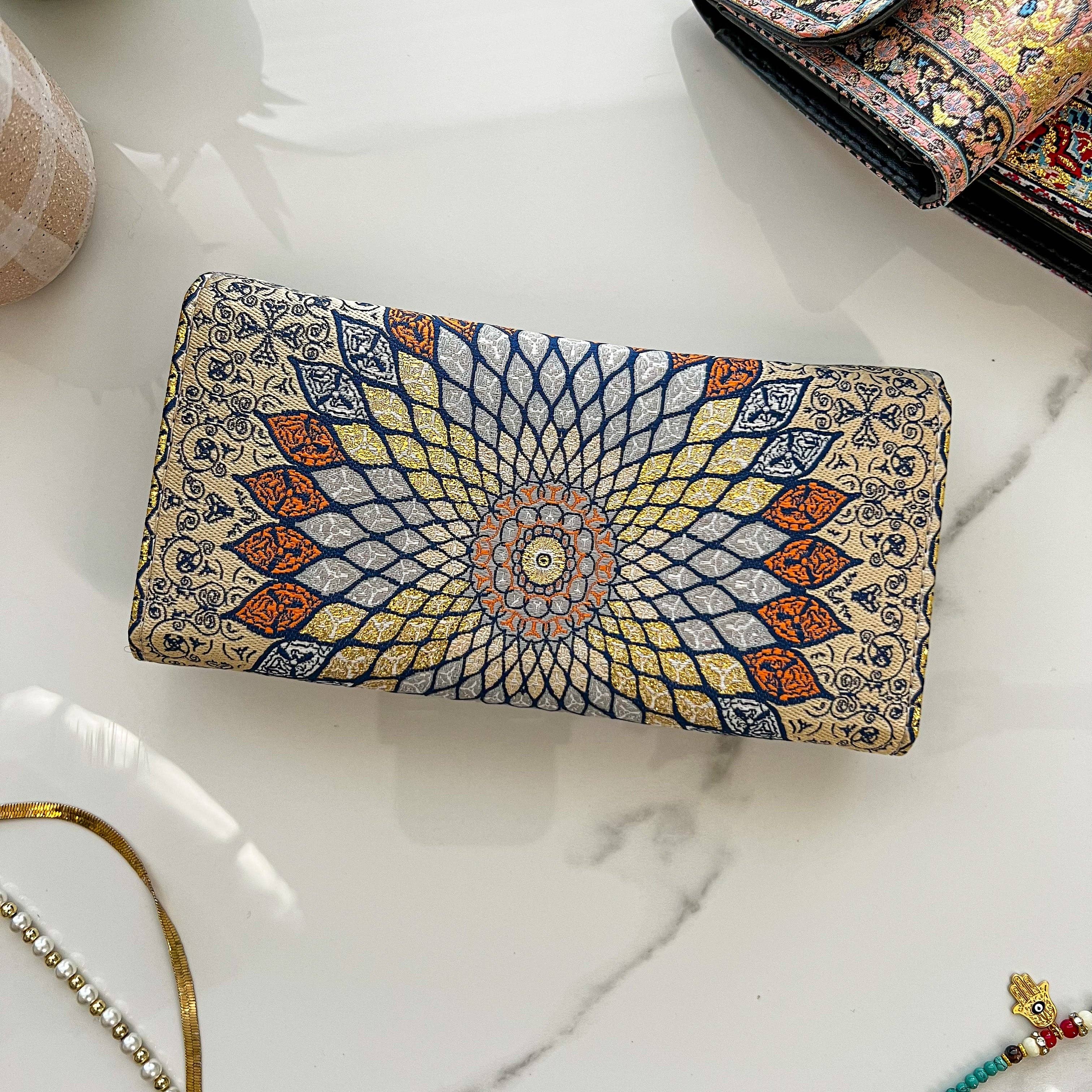 Umays Boho - Vente Portefeuille – femme - Portefeuille fait main pour femmes, portefeuille trifold style bohème1