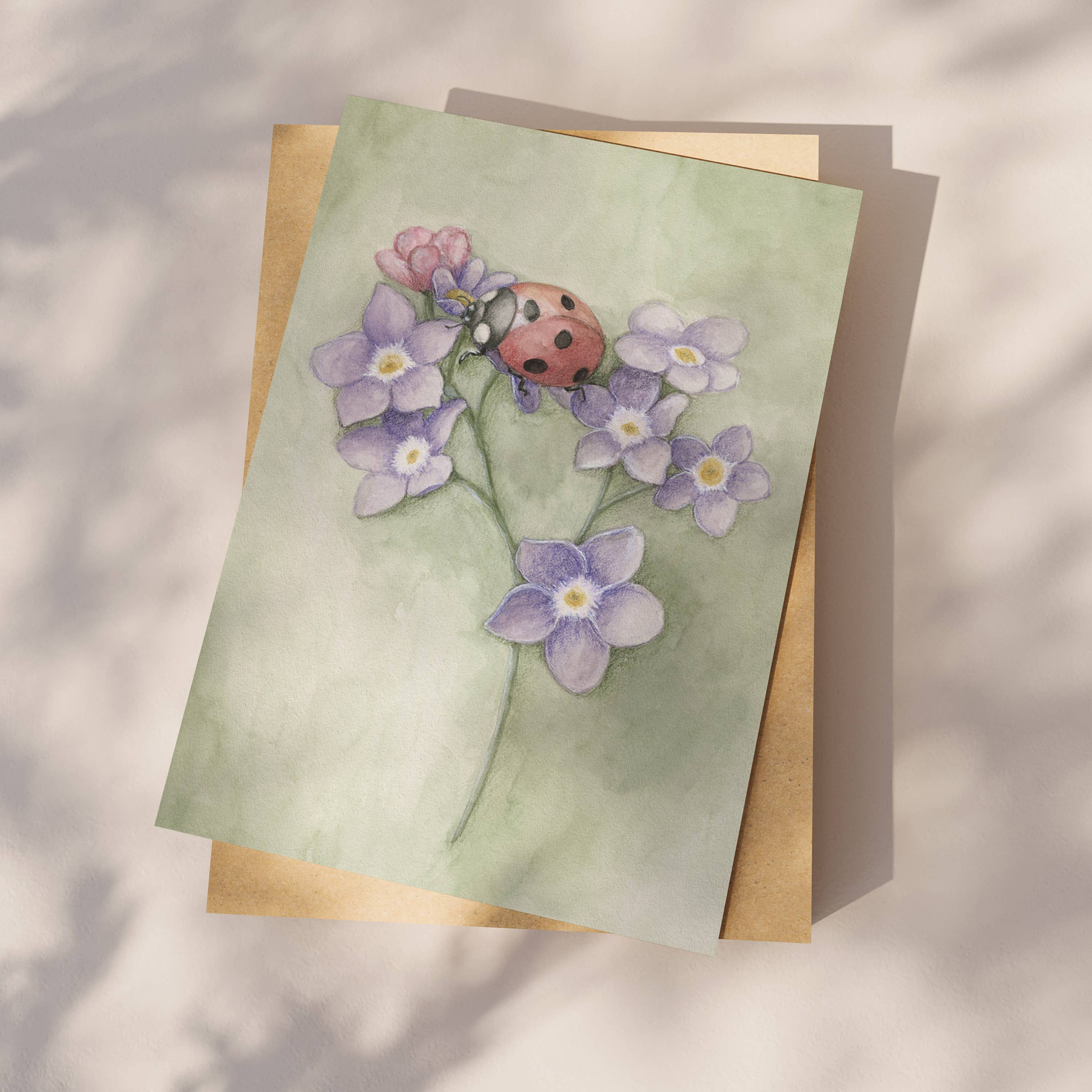 Appeloogje - Vente Carte de vœux classique - Carte postale coccinelle avec fleurs1