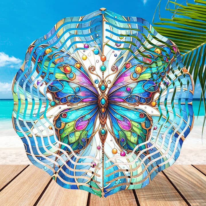 Prism Butterfly #12 8" Wind Spinner Sublimation Transfer for wholesale by Fun-R-We Creations & Co. Ltd.
