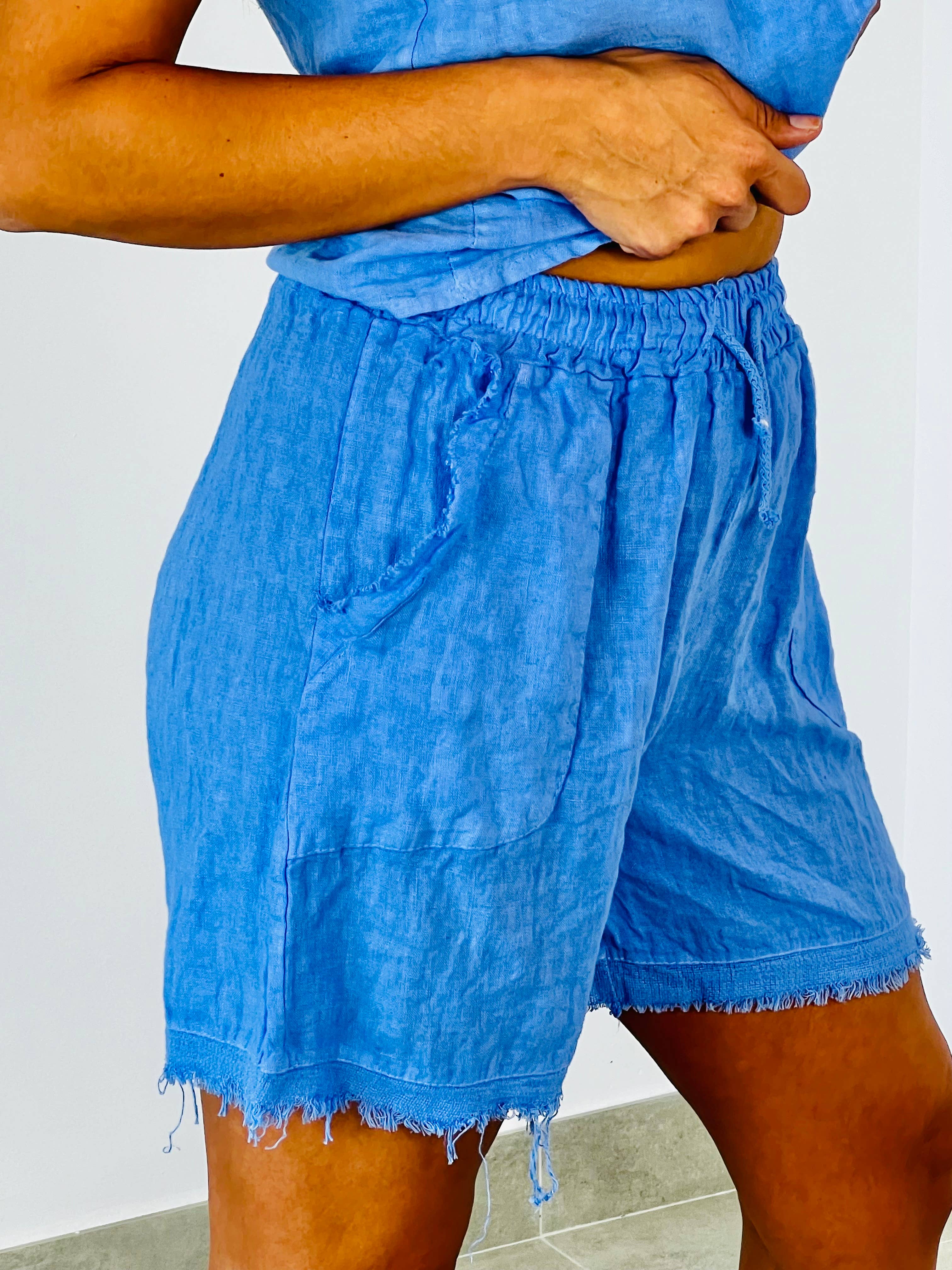 Linen & More – Engroshandel Shorts – Kvinder – REF 6261 hørshorts med frynser og to lommer, 100 % hør17