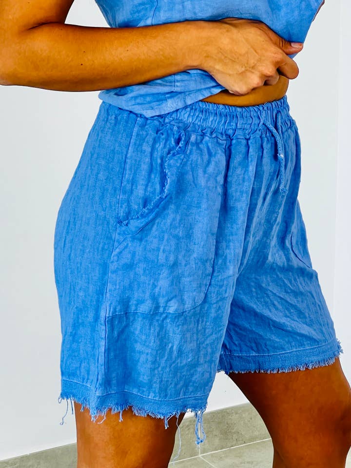 Linen & More - Vendita all'ingrosso Pantaloncini - Donna - REF 6261 PANTALONCINI IN LINO CON FRANGE E DUE TASCHE 100% LINO17